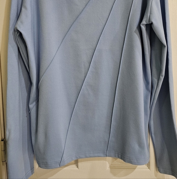 NWOT KSSYOU  Double Sided Half High Collar Fishbone Pattern Powder Blue XXL - Picture 9 of 11
